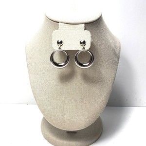 Vintage Signed Coro Earrings Chunky Silver Hoops Screw Back Big Bold Statement